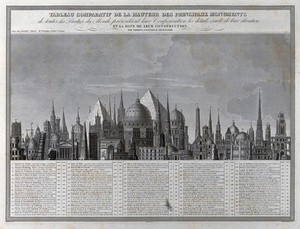 view Archaeology: the tallest structures of the world. Mixed method engraving after A.M. Perrot.