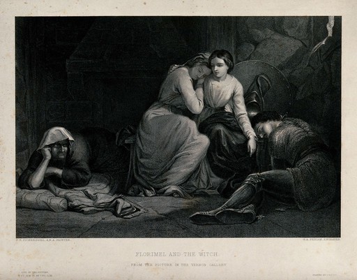 Florimel and the witch. Engraving by G.A. Periam after F.R. Pickersgill.