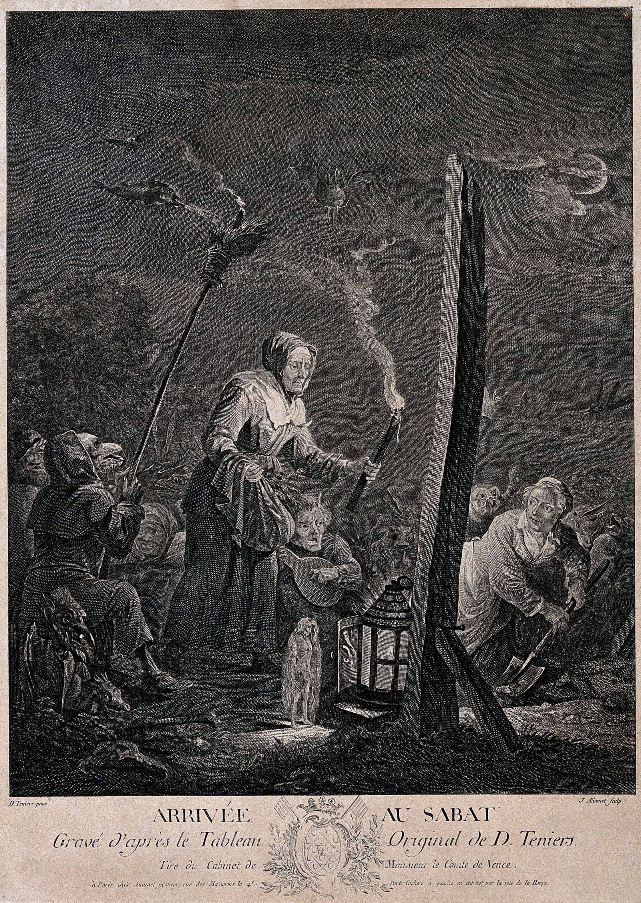 demons and witches arrive at the sabbath engraving by j aliamet after d teniers the younger 18th century wellcome collection