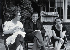 view Sir Neil Hamilton Fairley and companions. Photograph, 1956.