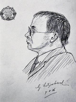 Gustav Gothlin Liljestrand. Photograph after a drawing, 1926.