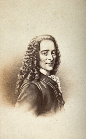 François-Marie Arouet, Voltaire. Photograph by E. Desmaisons after a lithograph (?)..