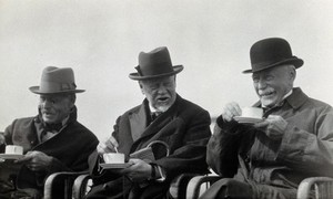 view William Henry Welch, Sir D'Arcy Power and Professor (Heinrich?) Sieveking at the 6th International Congress of the History of Medicine. Photograph, 1927.