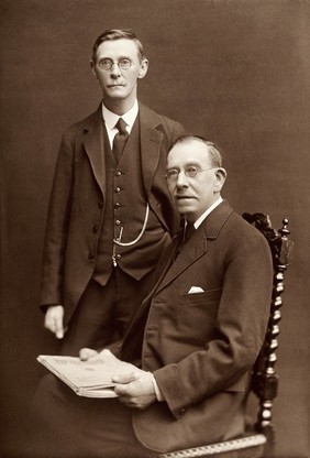 William Brown, J.P., and Andrew Brown, (of Glasgow?): studio portrait. Photograph, ca. 1910.