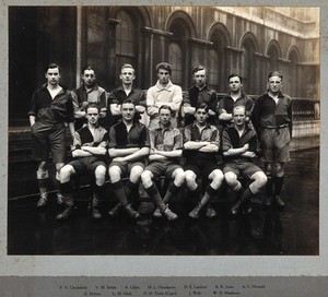 view King's College Association Football Club: group portrait of team for the 1923-1924 season. Photograph, ca. 1923.