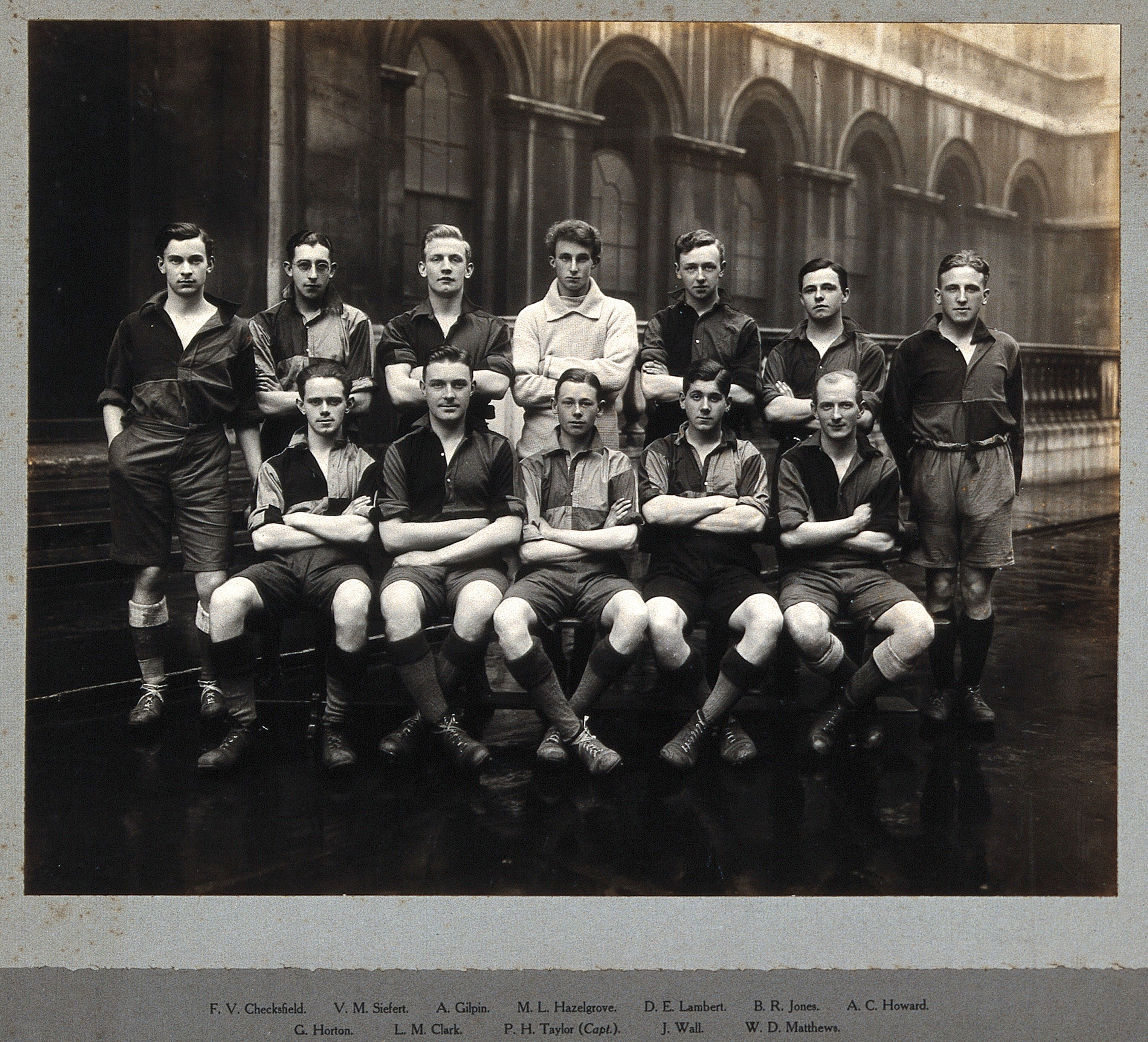 King's College Association Football Club: group portrait of team for the 1923-1924 season. Photograph, ca. 1923.