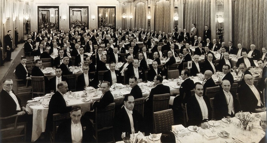 Claridge's, London: dinner to celebrate the centenary of the Medical press and circular. Photograph, 1939.