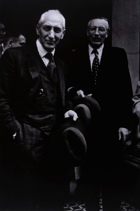 Johannes Steudel (left) and E. Ashworth Underwood (right). Photograph, 1952.