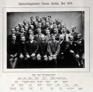 view Bacteriological conference delegates, Berlin, May 1891. Photograph of a photograph, 1891.