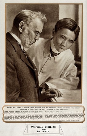 Professor Paul Ehrlich and Doctor Hata. Process print, ca. 1913.