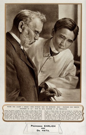 view Professor Paul Ehrlich and Doctor Hata. Process print, ca. 1913.