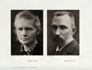 view Marie Curie and Pierre Curie. Photogravure after Henri Manuel and Eugene Pirou.