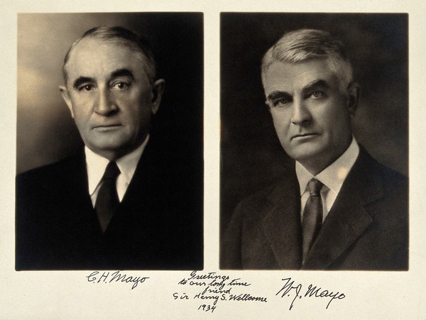 Charles Horace Mayo and William James Mayo. Photograph presented to Sir Henry Wellcome, 1934.