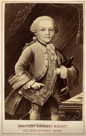 Wolfgang Amadeus Mozart at the age of six years. Photograph by A. Lenisch after a painting.