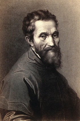 Michelangelo Buonarrotti. Photograph by Gustav Schauer after an engraving.