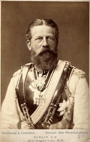 view Friedrich III, Crown Prince of Germany. Photograph by Reichard & Lindner, 1887.