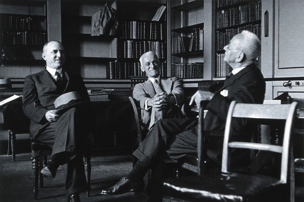 Lynn Thorndike, Harvey Williams Cushing and Sir Charles Scott Sherrington. Photograph, 1938.