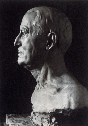 Henry Solomon Wellcome. Photograph by Underwood after a bust by E. Simone.