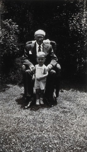 Max Neuburger and "Jackie"(grandson). Photograph by Neuburger, 1948.