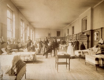 M0006548: Joseph Lister (1827-1912) in the Victoria male casulty ward, King's College Hospital, 1891