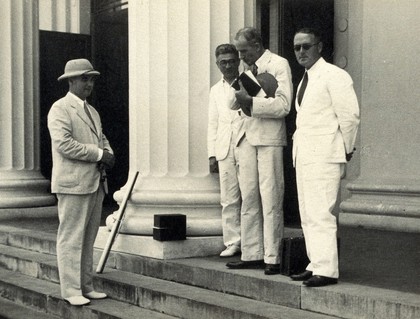 P.F. Russell, Bushkovsky, Williams and Wallace. Photograph, Singapore, 1928.