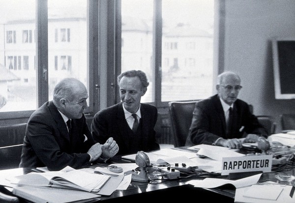 Carlos Alberto Alvarado, Leonard George Goodwin, and L.H. Schmidt. Photograph.