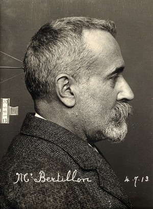 view Alphonse Bertillon. Photograph, 1913.