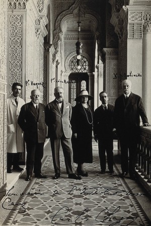 view Joseph F.F. Babinski, Henri Vaquez, L. Bernard and three others. Photograph.