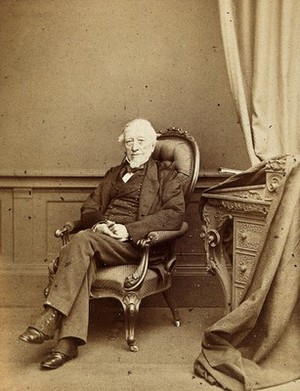 view Peter Mark Roget. Photograph by Ernest Edwards, 1867.