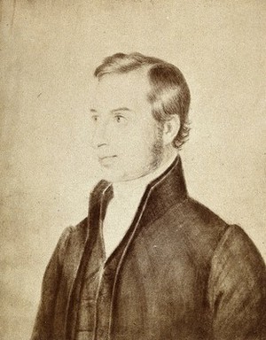 view Thomas Hodgkin, as a young man. Photograph by E. Edwards, 1868, after a drawing.