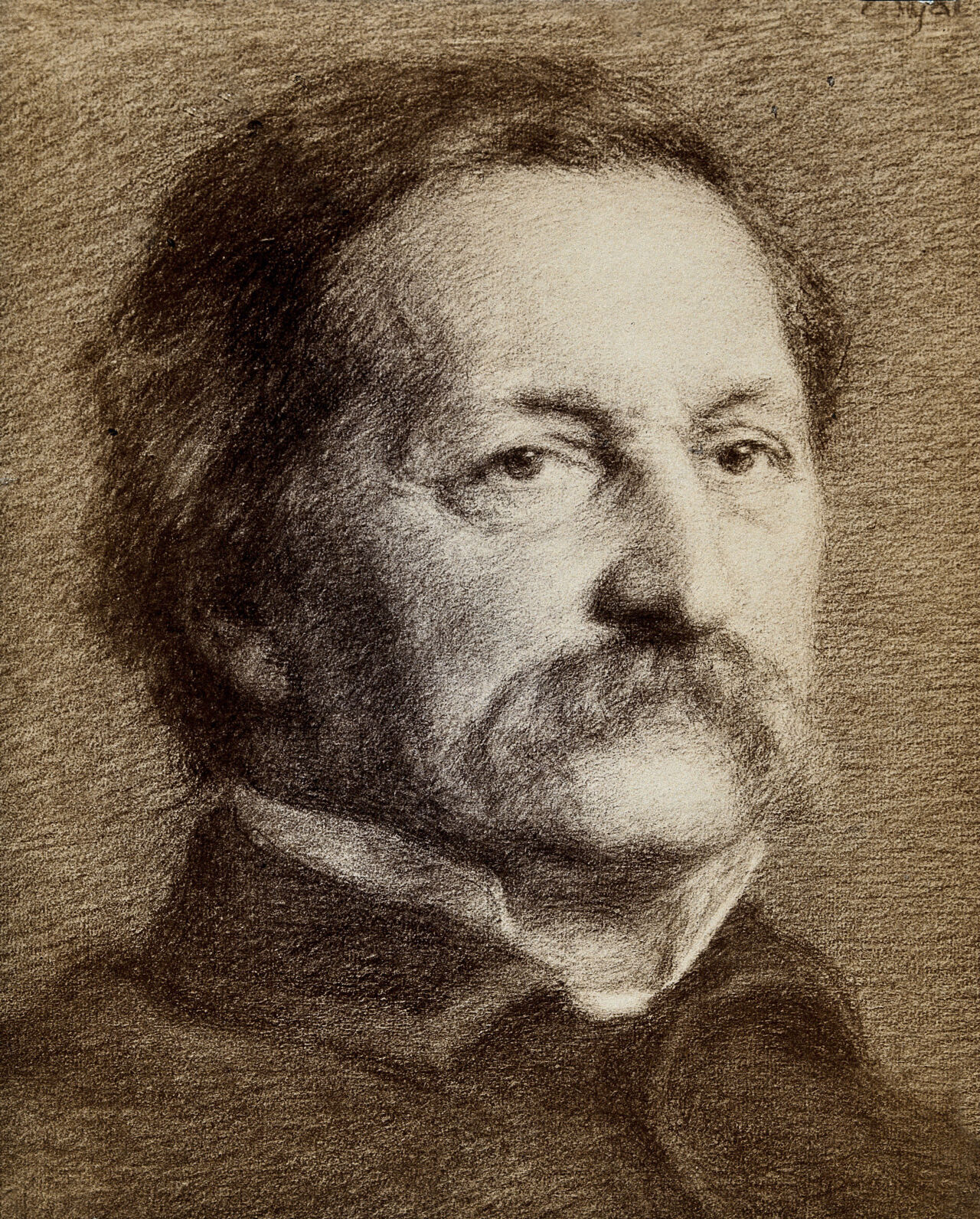 Josiah Gilbert Holland. Photograph after a crayon drawing or lithograph by Wyatt Eaton., by Wyatt Eaton