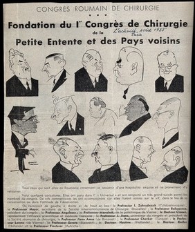 Surgery Congress in Romania: fourteen delegates. Process print after E. Taru (?), 1935.