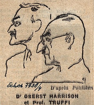 Oberst Harrison and Professor Truffi. Process print after Politiken, 1930.