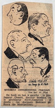 Fortieth French Surgery Congress, Paris: five French delegates. Process print after M. Rose, 1931.