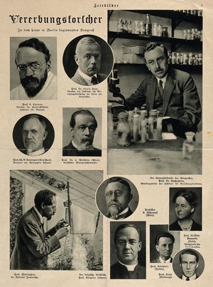 view Fifth International Genetics Congress, Berlin; eleven delegates. Process print, 1927.