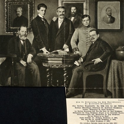 Ferdinand Strassmann, with his sons and grandsons: a family of doctors, Berlin. Process print, 1928, after a photograph by N. Perscheid, 1913.