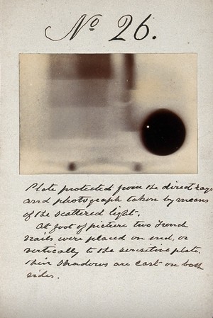 view Light emitted by Röntgen Ray Tubes. Photoprint from radiograph, by James Wimshurst, 1898.