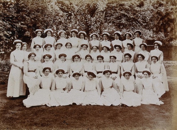 Great Northern Central Hospital, Holloway Road, London: nurses. Photograph, 1912.