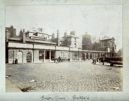 St Bartholomew's Hospital, London: the entrance to Surgery House. Photograph, c.1890.
