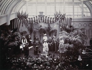 view St Bartholomew's Hospital, London: the Prince and Princess of Wales at the opening ceremony for the new surgery. Photograph, c.1907.