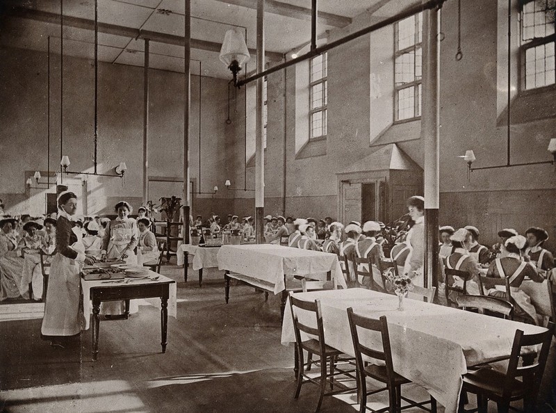 St Bartholomew's Hospital, London dining room for nurses. Photograph