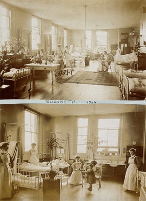 view St Bartholomew's Hospital, London: Elizabeth ward. Photograph, c.1907.