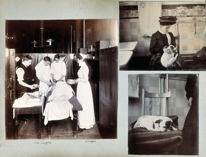 St Bartholomew's Hospital, London: patient undergoing treatment in the old surgery. Photograph, c.1908.