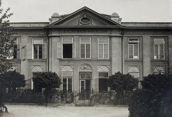 University Children's Hospital, Vienna: Escherich building, entrance. Photograph, 1921.