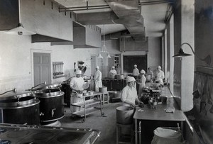 view University Children's Hospital, Vienna: the kitchens. Photograph, 1921.