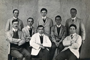 view Charing Cross Hospital: a portrait of house surgeons. Photograph, 1906.