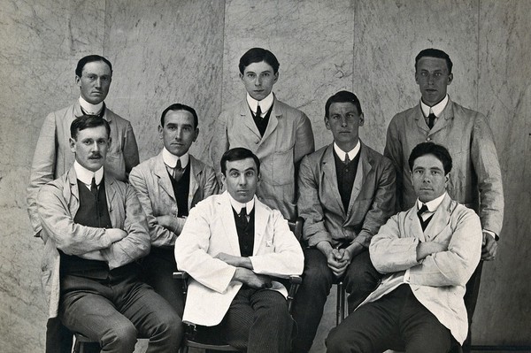 Charing Cross Hospital: a portrait of house surgeons. Photograph, 1906.