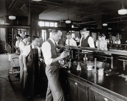 Philadelphia College of Pharmacy and Science: students in a laboratory. Photograph, c. 1933.