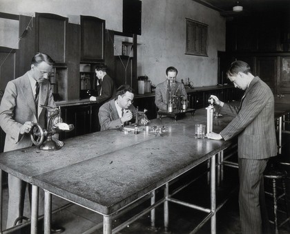 Philadelphia College of Pharmacy and Science: students experimenting in a physics laboratory. Photograph, c. 1933.