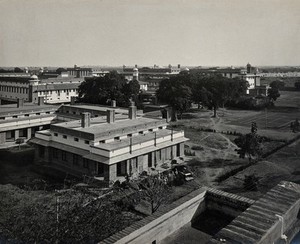 view Lady Hardinge Medical College and Hospital, Delhi: aerial view. Photograph, 1921.